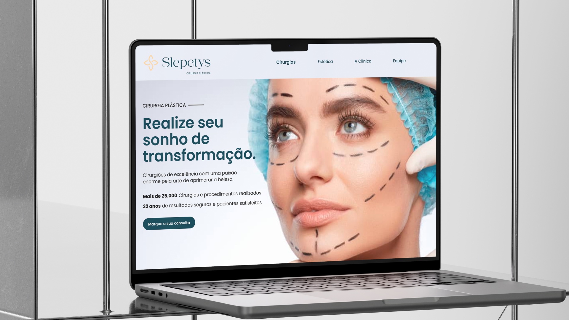 Slepetys branded website shown on a laptop